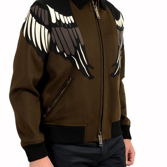 Valentino Men's Cashmere Wool Embroidered Full Zip Bomber Jacket US M IT 50 - Picture 2 of 7